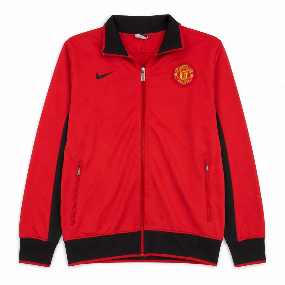 Nike Manchester United Track Jacket Mens Medium Red Black Full Zip Soccer MUFC